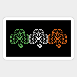 Three Celtic Knots Shamrocks With Ireland Flag Colors Magnet